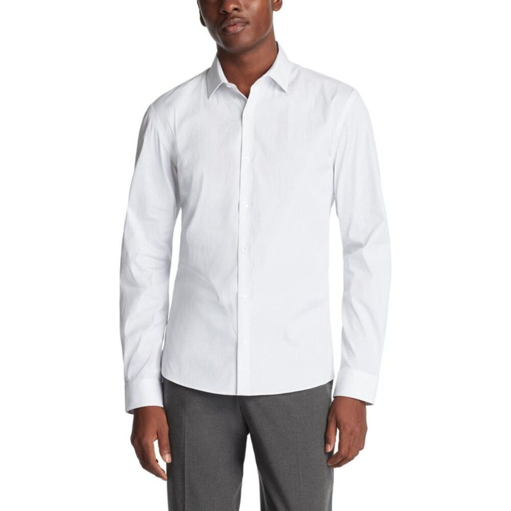 Calvin Klein Mens Extra Slim Fit Button Down Dress Shirt, NWT